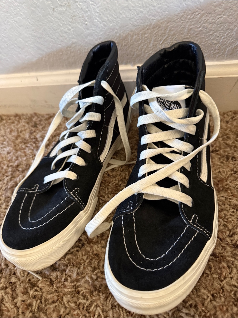 Vans Kids Black and White High-Top Skate Sneakers